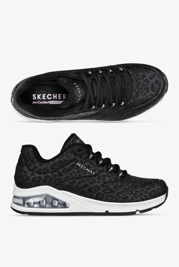 Skechers Street Women's Leopard Durabuck Black Athletic Lace Up Nursing Shoes - null - 1
