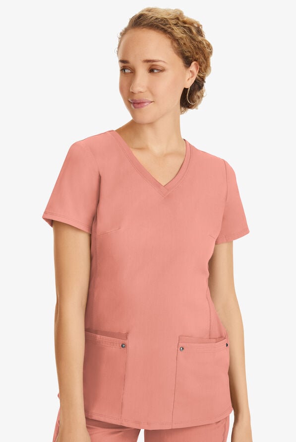 Healing Hands Purple Label Juliet Women's 2-Pocket STRETCH Princess Seam Scrub Top - Velvet Peach - 2