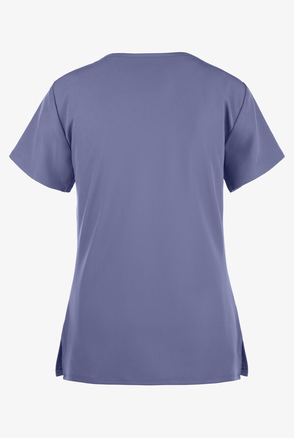 Skechers by Barco Reliance Women's 3-Pocket STRETCH Mock Wrap Scrub Top - Ceil Blue - 3