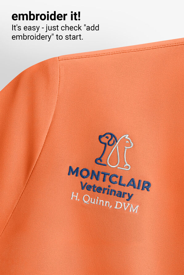 Easy STRETCH Kylie Woman's 5 Pocket V-Neck With Criss-Cross Detail Scrub Top - Coral Sunset - 9