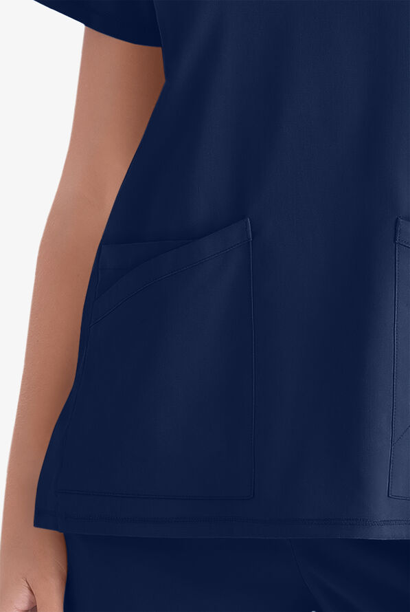 Grey's Anatomy by Barco Spandex STRETCH Serena Women's 3-Pocket V-Neck Scrub Top - Indigo - 3