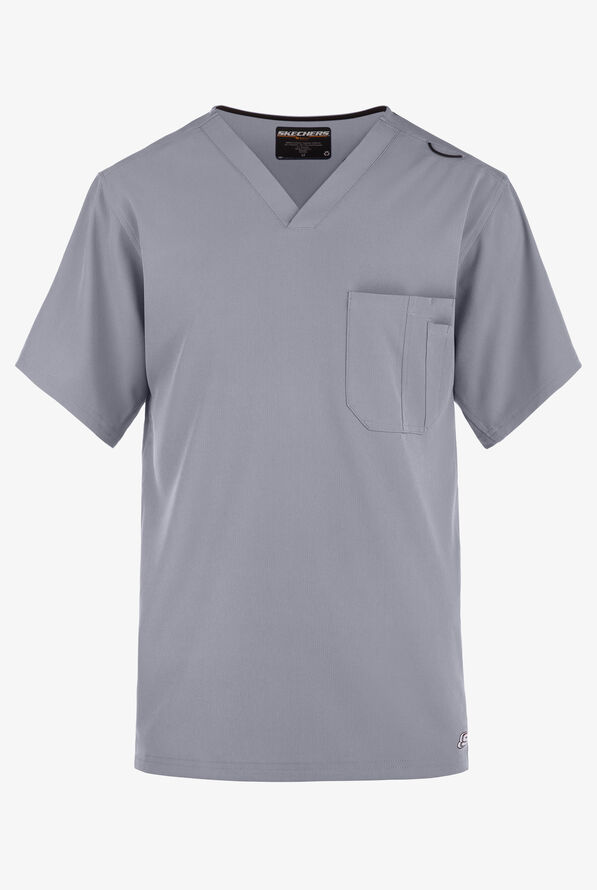 Skechers by Barco Structure Men's 1-Pocket STRETCH V-Neck Scrub Top - Moonstruck - 1