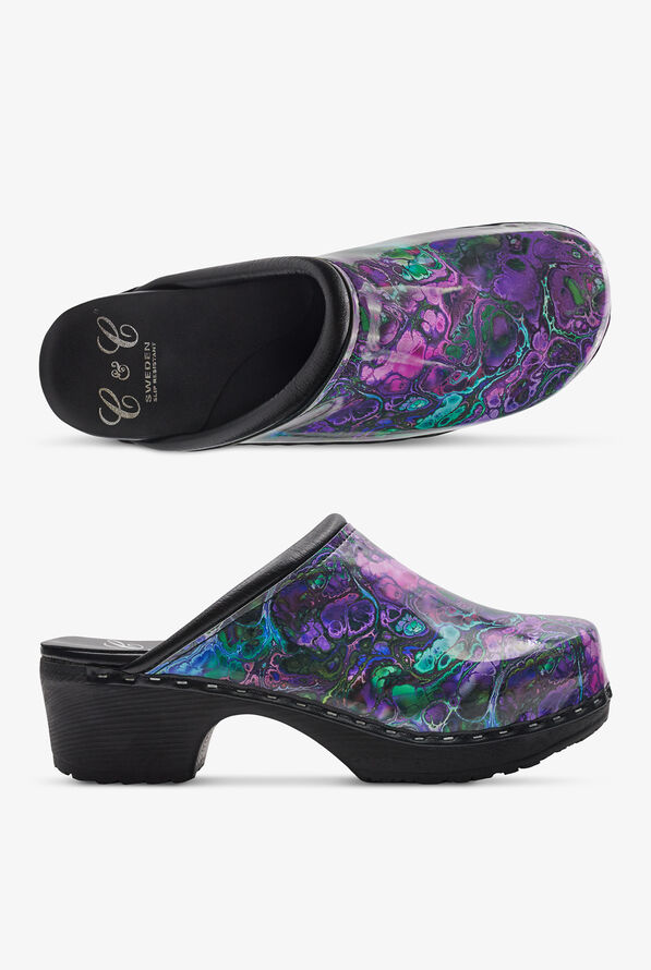 C&C Sweden Women's Marble-Ous Patent Leather Backless Nursing Clogs - null - 1