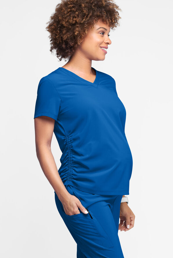 Easy STRETCH Tori Women's Cooling Knit Back Maternity Scrub Top - Royal - 2