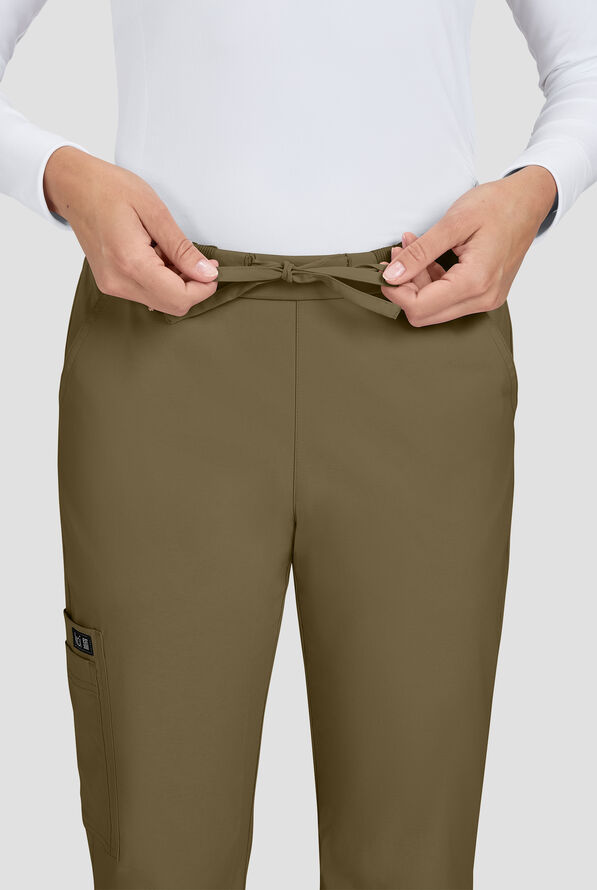 koi Basics Wrenlee Women's 6-Pocket STRETCH Bootcut Scrub Pants - Olive - 3