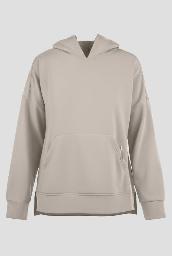 Wink Unwind Women's 1-Pocket STRETCH Fleece Hoodie Scrub Jacket - Birch - 1