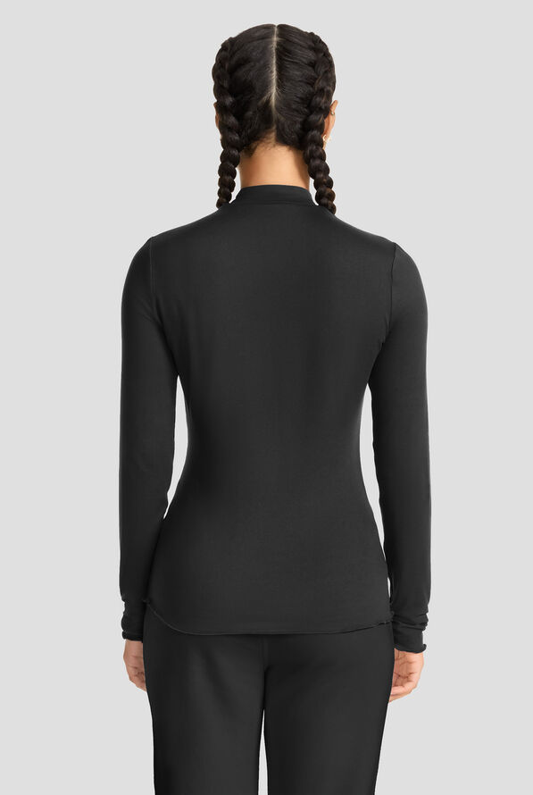 Med Couture Layers Women's STRETCH Merrow Edge Mock Neck Knit Underscrub - Black - 4
