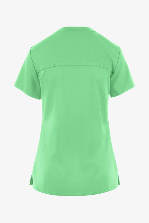 Med Couture Touch Women's 1-Pocket STRETCH Tuck In V-Neck Scrub Top - Kiwi Lime - 2