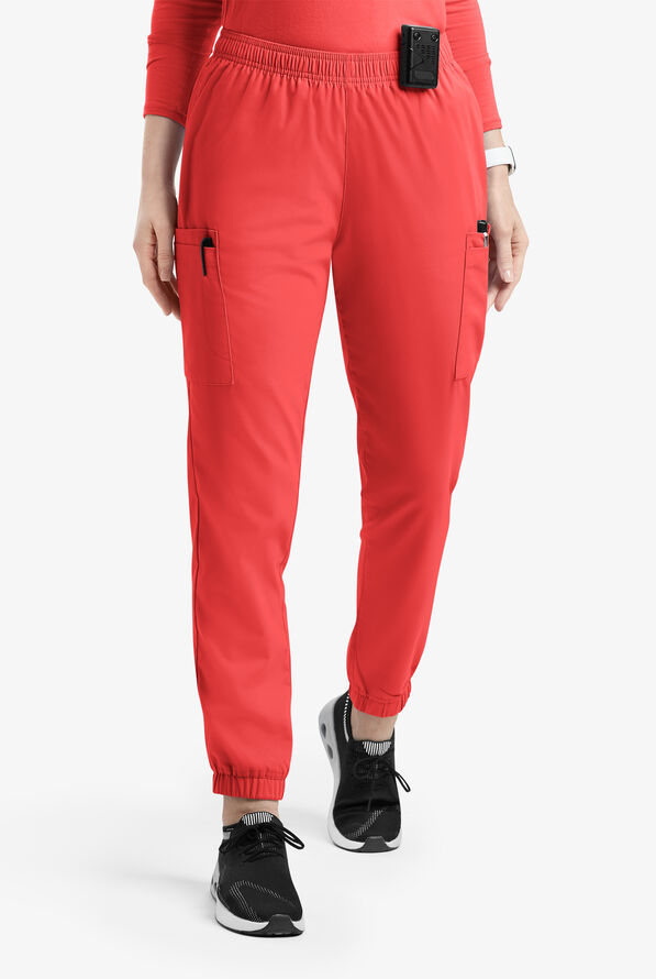 Butter-Soft Originals Women's 7-Pocket Tapered Jogger Cargo Scrub Pants - Radiant Red - 1