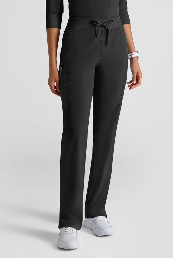 WhisperLite YARA Women's 10-Pocket STRETCH Cargo Straight Leg Scrub Pants - Black - 1