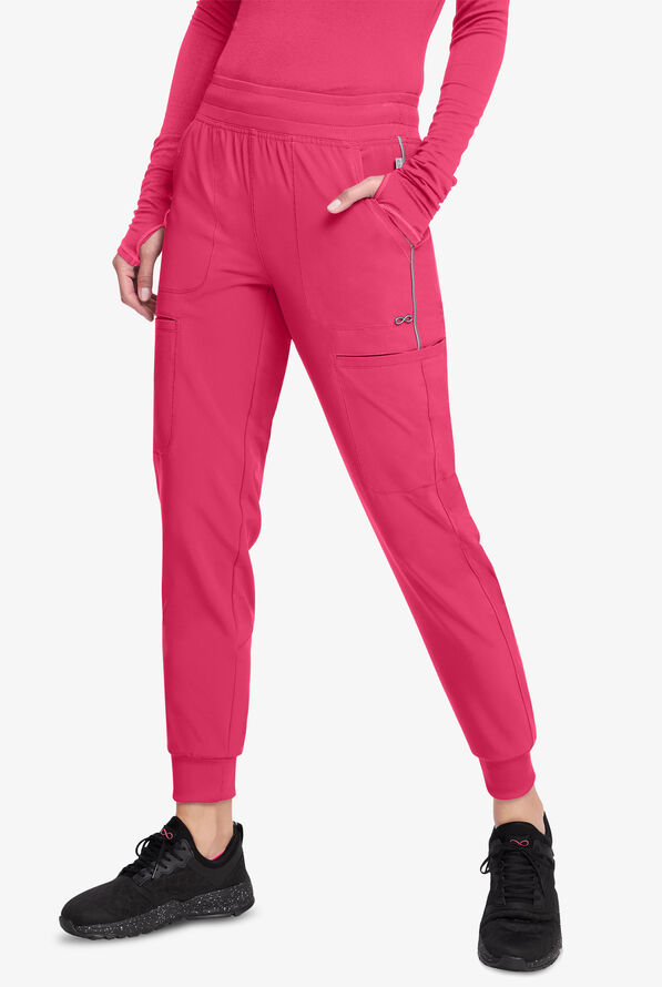 Pantalón médico Cherokee Infinity STRETCH estilo cargo jogger con 6 bolsillos para mujer - Carmine Pink - 1