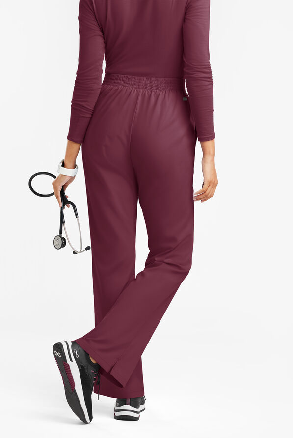 Butter-Soft Originals Women's 2-Pocket High Waisted Boot Cut Scrub Pants - Petite - Wine - 3