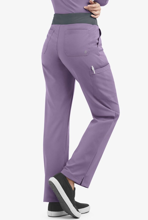 Easy STRETCH Sienna Women's 5-Pocket Sport Yoga Scrub Pants - Purple Dusk / Pewter - 2