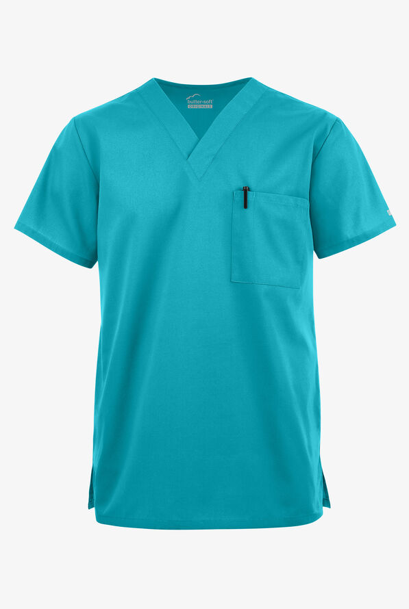 Blusa médica unisx Butter-Soft Originals con cuello en V y 2 bolsillos - Teal - 1