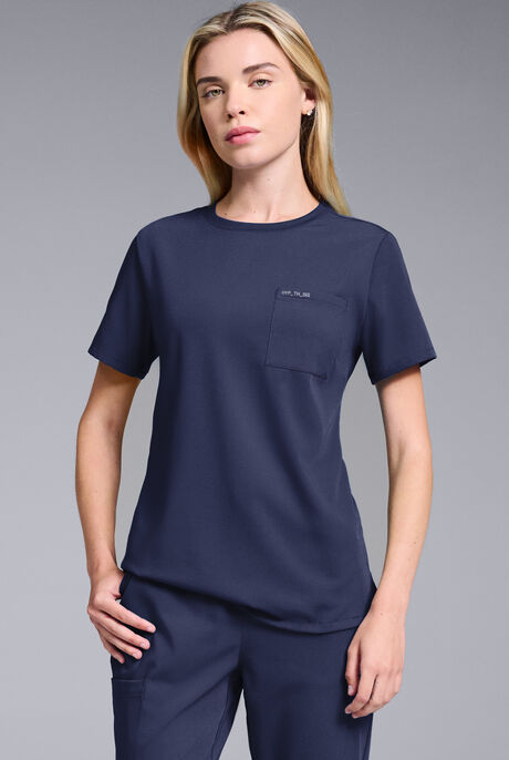 Blusa médica Hypothesis Base con cuello redondo para mujer