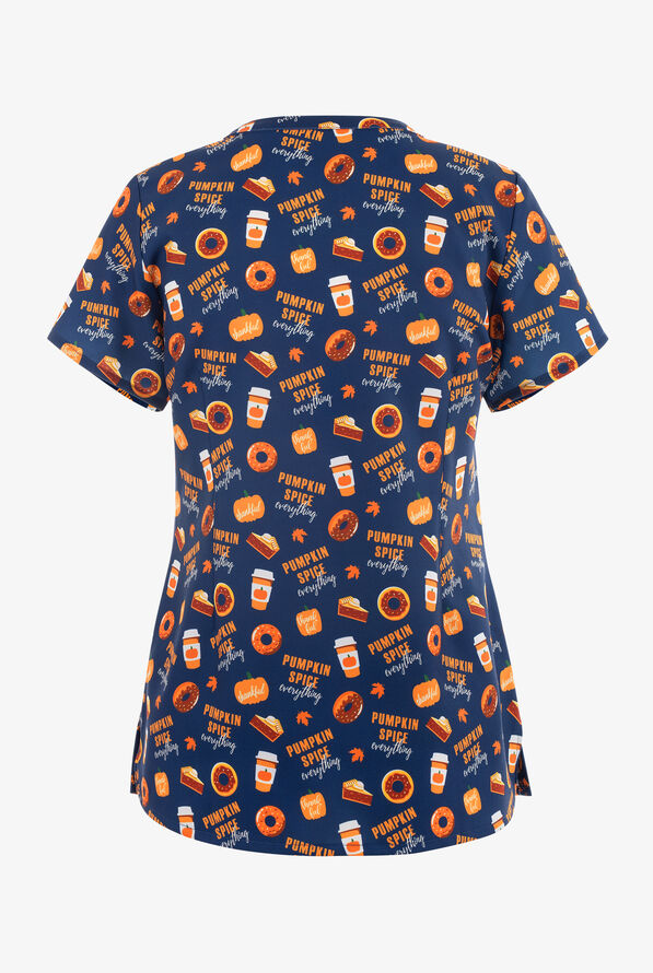 UA Exclusive Maevn Pumpkin Spice Treats Women's 3-Pocket V-Neck Print Scrub Top - null - 2