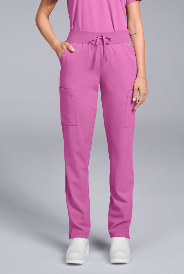 Hypothesis Women's Base 7-Pocket Straight Leg Cargo Scrub Pant - Petite - Magneta - 1