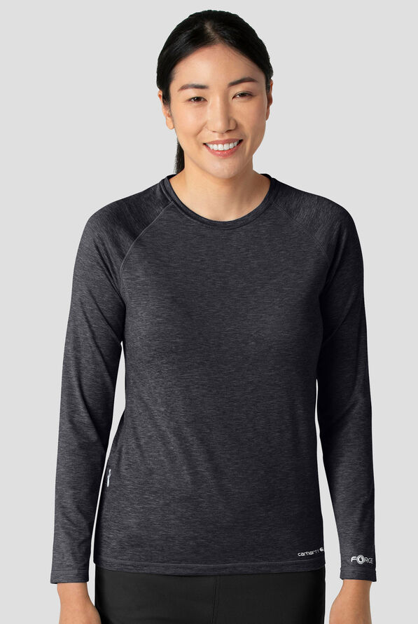 Camiseta m&eacute;dica Carhart Force estilo jaspeado con mangas ragl&aacute;n y 1 bolsillo para mujer - Black Heather - 2