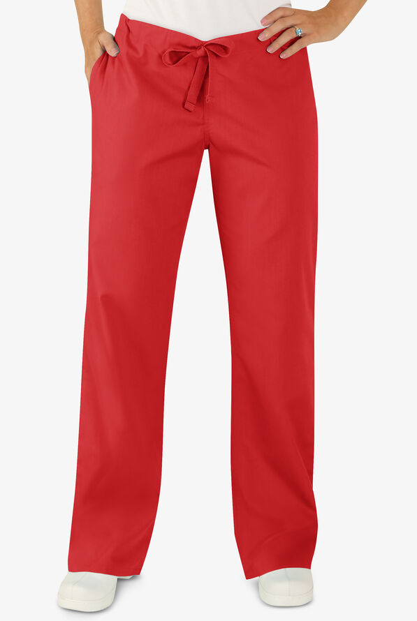 UA Best Buy Scrubs Women's 3-Pocket Moderate Flare Leg Drawstring Pants - Tall - Red - 1