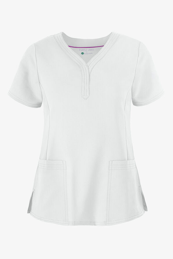 Healing Hands Purple Label Jane Women's 2-Pocket STRETCH Scrub Top - White - 1