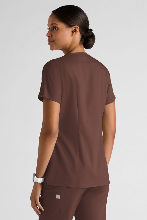 Butter-Soft STRETCH FLXTEK+ Women's 6-Pocket V-Neck Scrub Top - French Roast - 2