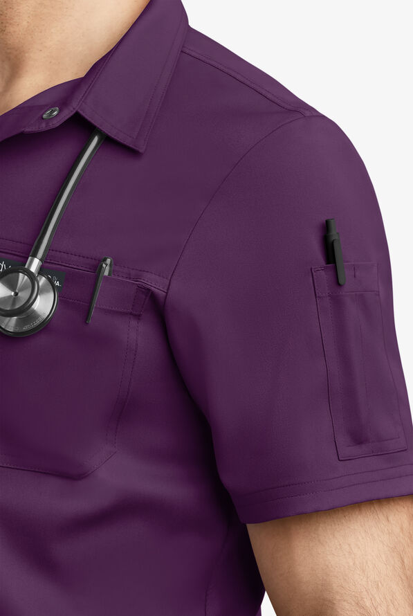 Advantage STRETCH Men's 3-Pocket Short Sleeve Polo with Back Air-Mesh Panels - Eggplant - 3