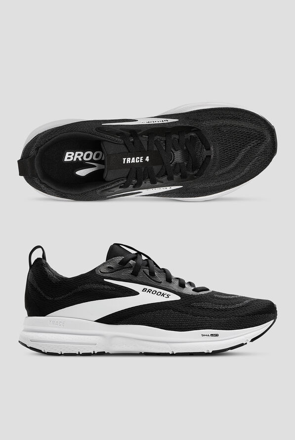 Brooks Men's Trace 4 Black/Grey/White Athletic Lace Up Nursing Shoes - null - 1