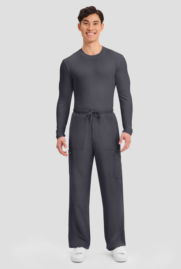 Cherokee Workwear Originals Ultra Men's 6-Pocket Straight Leg Drawstring Cargo Scrub Pants - Pewter - 4