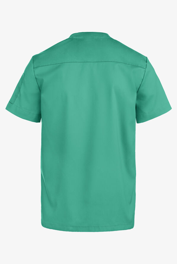 Advantage STRETCH Men's 2-Pocket Short Sleeve Henley Scrub Top - Bermuda Green - 5