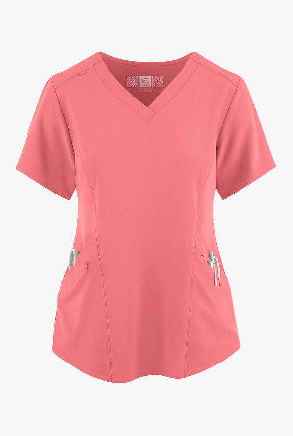 Wink Renew Women's 4-Pocket STRETCH V-Neck Scrub Top - Paradise Pink - 1