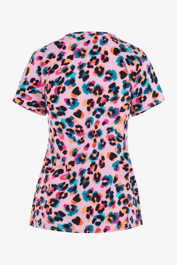Blusa m&eacute;dica estampada Dickies EDS Wild Watercolor Cheetah STRETCH con cuello en V y 2 bolsillos para mujer - null - 2