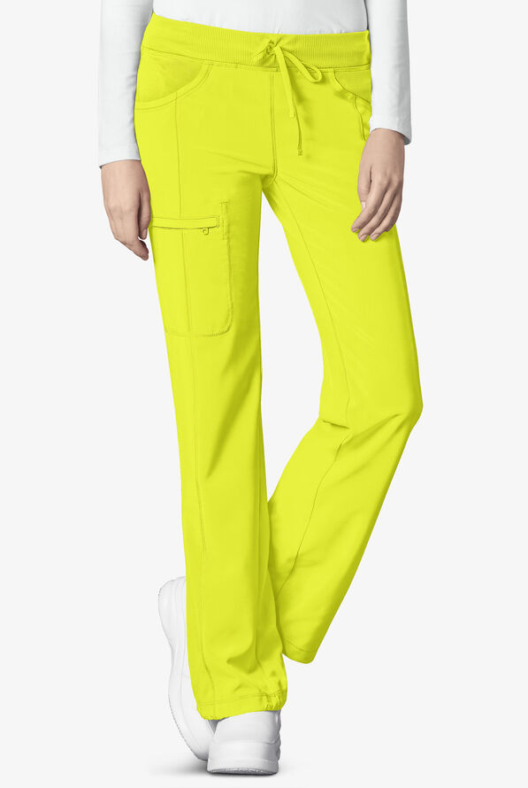 Infinity Women's 4-Pocket STRETCH Drawstring Scrub Pants - Petite - Lime Time - 1