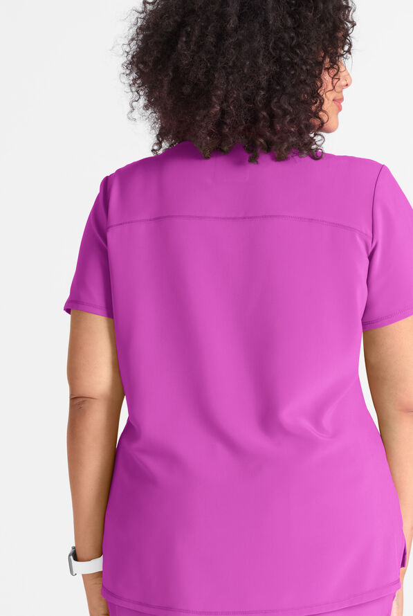 Blusa m&eacute;dica Cherokee Collection STRETCH con cuello en V con tejido acanalado y 1 bolsillo para mujer - Vibrant Violet - 4