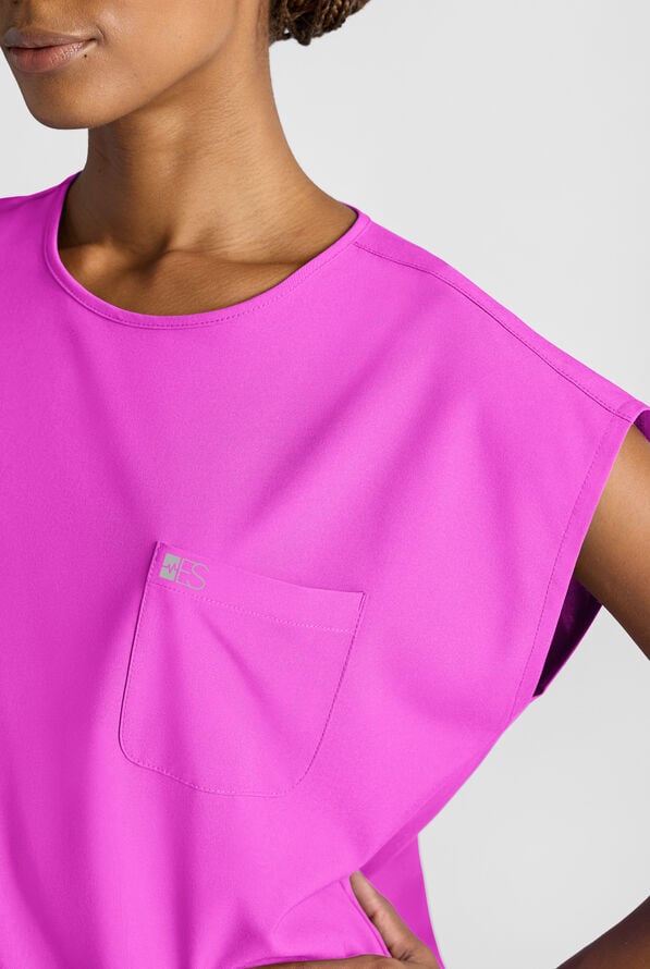 Easy STRETCH Gracie Women's Dolman Sleeve Crew Neck Scrub Top - Electric Fuchsia - 4
