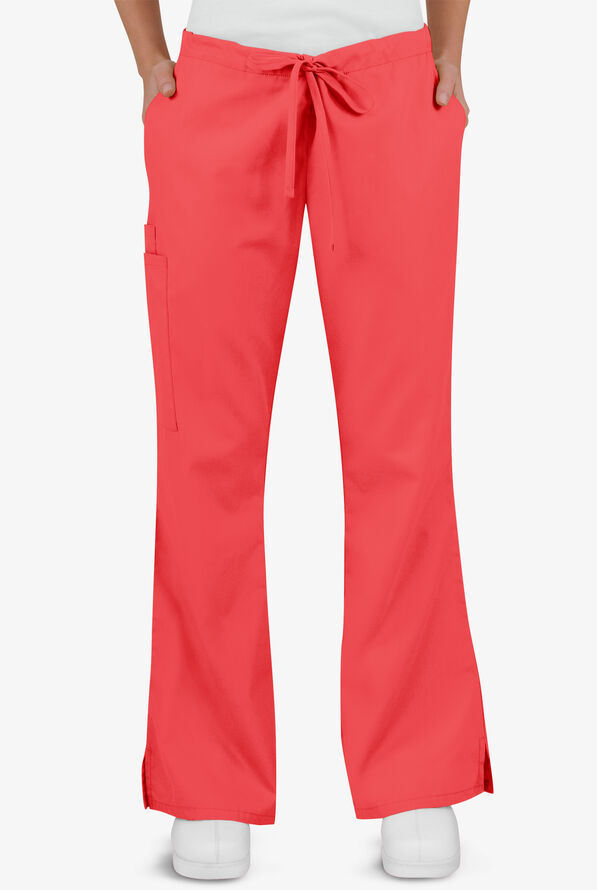 Butter-Soft Core Women's 4-Pocket Elastic Waist Back Drawstring Scrub Pants - Poppy - 1