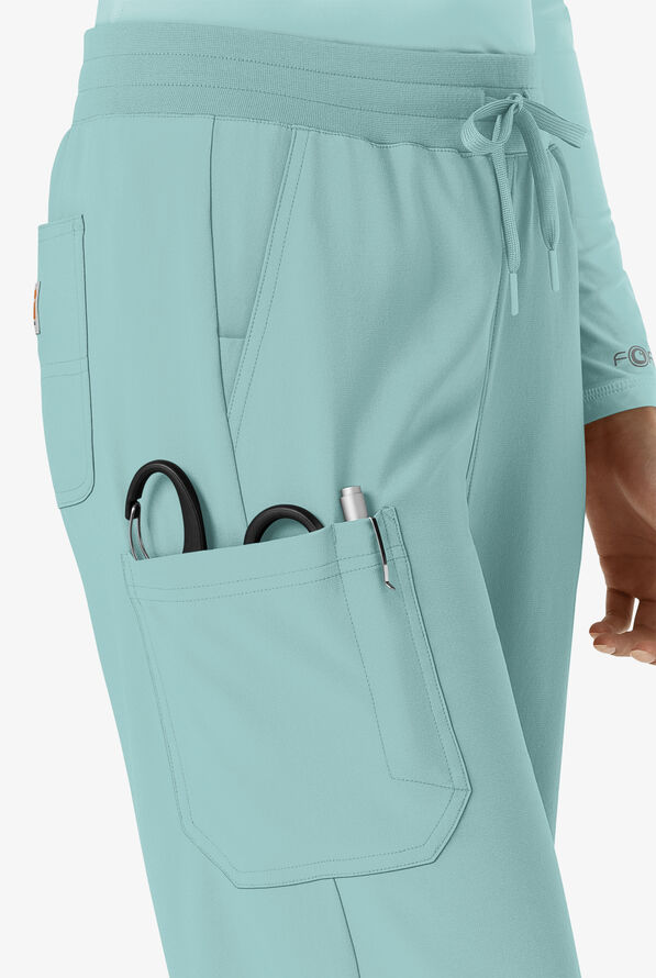 Carhartt Cross-Flex Force Boot Cut Women's 6-Pocket STRETCH Convertible Drawstring Cargo Scrub Pants - Summer Blue - 3