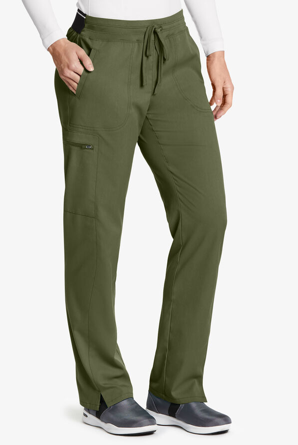 Grey's Anatomy by Barco Spandex STRETCH Kim Women's 3-Pocket Cargo Scrub Pants - Tall - Olive - 1