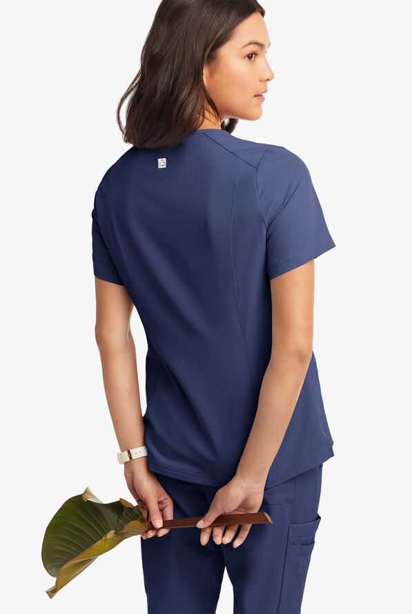 Butter-Soft Women's 6-Pocket V-Neck Scrub Top **Slightly IRREGULAR** - Navy - 3