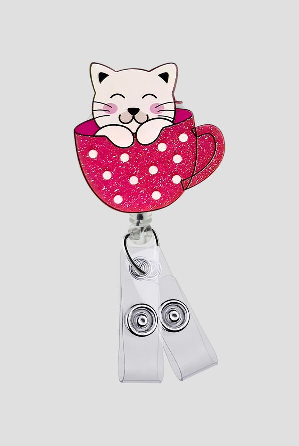Porta credenciales Outside the Box Coffee Cat Glitter de acrílico - null - 1