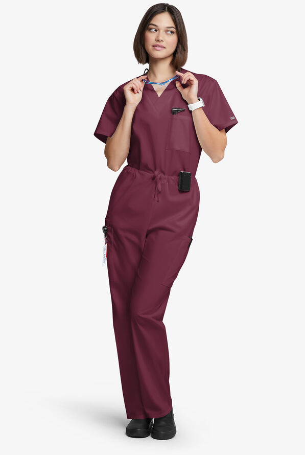 Pantal&oacute;n m&eacute;dico unisex Butter-Soft Originals con piernas rectas holgadas y 4 bolsillos - Wine - 4