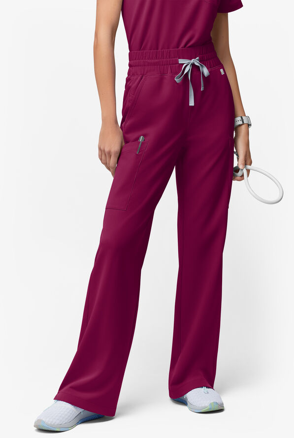ReSurge Crystal Women's 7-Pocket High Waisted Wide Leg Pant - Tall - Wine - 1