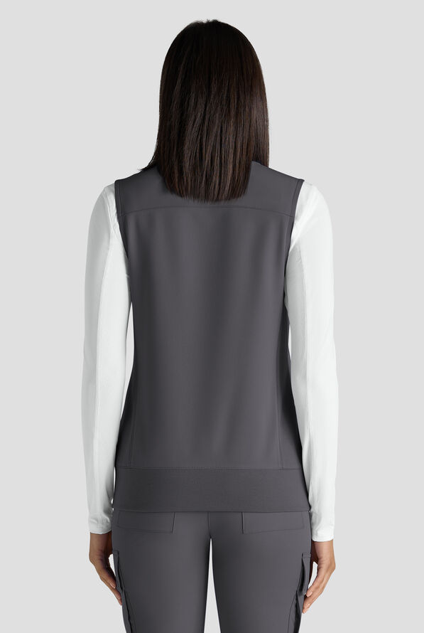 ReSurge Ebro Women's 6-Pocket Zip Front Stand Scrub Vest - Pewter - 6