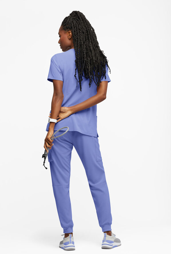 Easy STRETCH Tessa Women's 5-Pocket V-Neck Scrub Top - Ceil Blue - 3