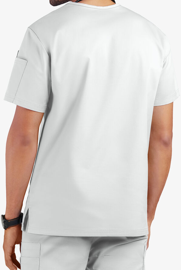 Camisa m&eacute;dica UA Butter-Soft STRETCH con cuello en V y 4 bolsillos para hombre  - White - 3