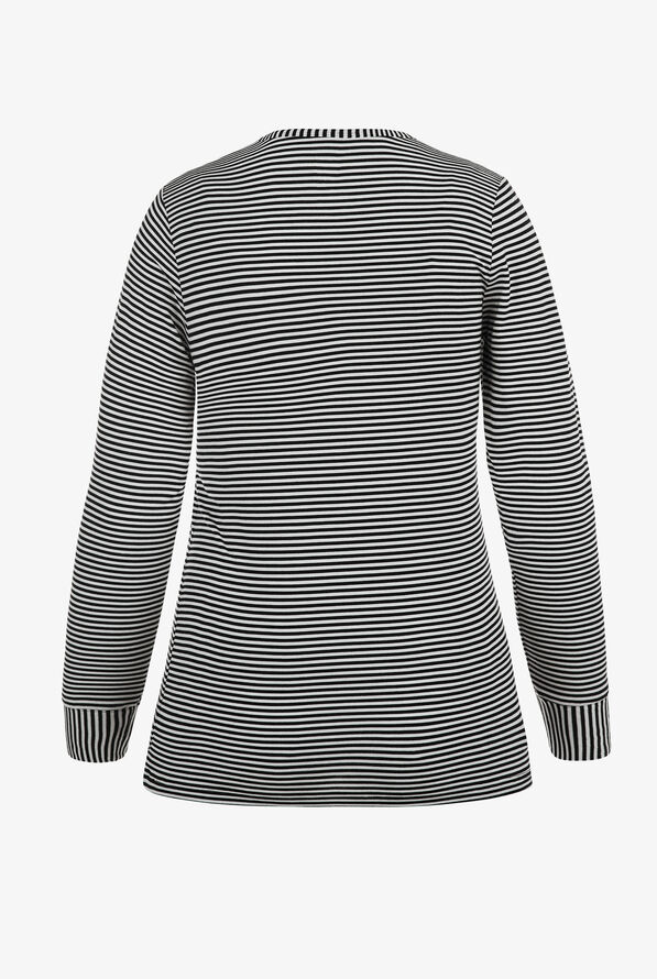 WonderWink Black/White Women's STRETCH Long Sleeve Striped Knit Underscrub - null - 2
