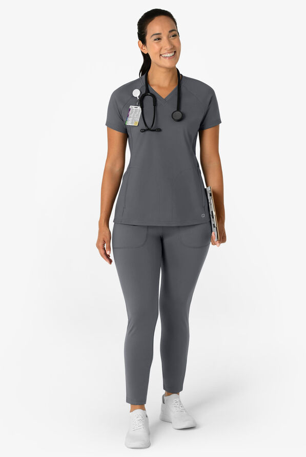 Wink Renew Knit Women's 5-Pocket STRETCH Ankle Zip Track Scrub Pants - Pewter - 4