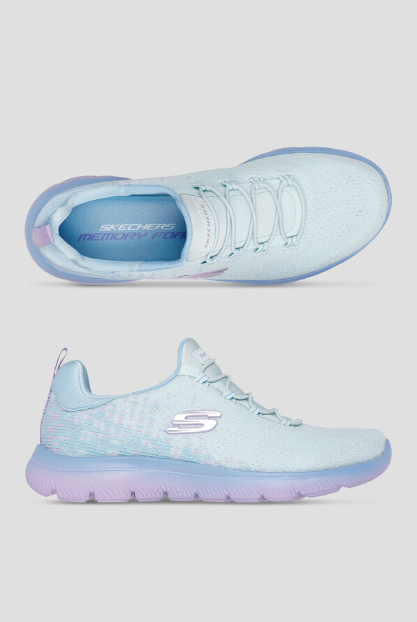 Skechers Sport SUMMITS - MORNING GLOW Lavender Knit Bungee Athletic Slip-On Shoes - null - 1