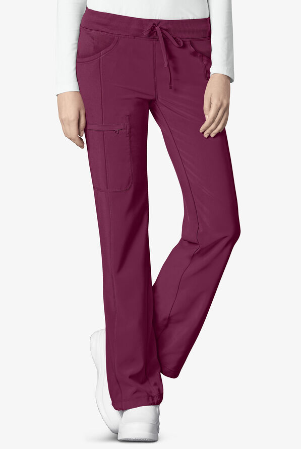 Infinity Women's 4-Pocket STRETCH Drawstring Scrub Pants - Petite - Wine - 1