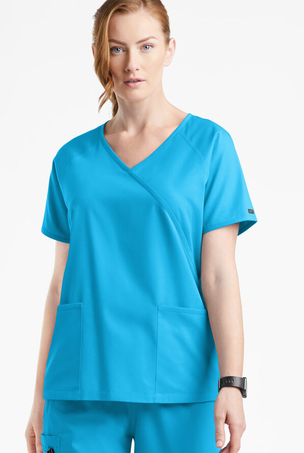 Blusa médica Butter-Soft Originals estilo cruzado con 3 bolsillos para mujer - Turquoise - 2