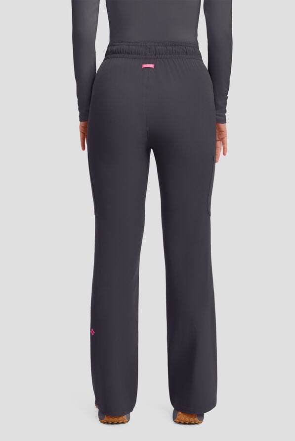 Med Couture Amp Women's 4-Pocket STRETCH High Waist Flare Leg Cargo Scrub Pant - Pewter - 3